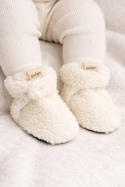 pufien Kaydırmaz Tabanlı Bebek Pandufu – Peluş ve Terletmez Organik Pamuk Ast...