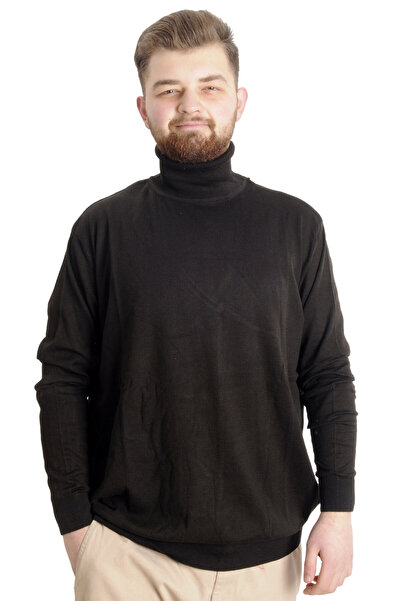 ModeXL Mode XL Великий розмір Чоловічий светр з коміром-стійкою 22205 Коричневий