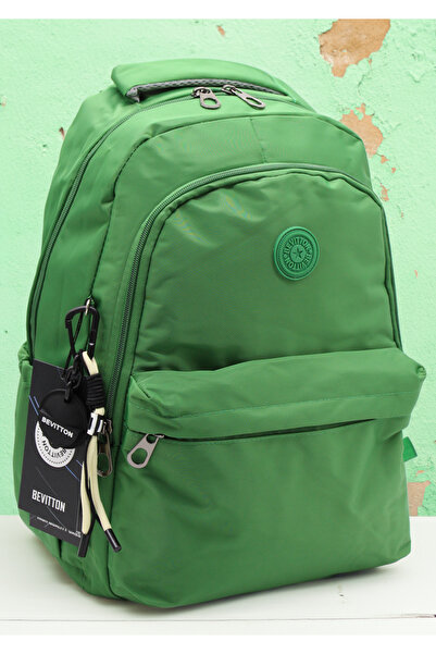 Bevitton 2200 Green Water Resistant Fabric School Bag Unisex Daily School Bac...