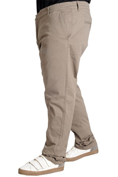 ModeXL Mode XL Büyük Beden Erkek Pantolon Keten Milano 20850 Bej