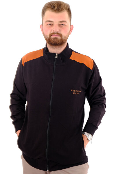 ModeXL Mode XL Büyük Beden Erkek Eşofman Üstü Dik Yaka Fermuarlı BROOKLYN U24...