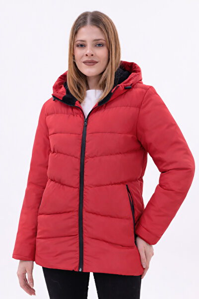 freemen Жіночий червоний капюшон з підкладкою, водонепроникний, вітрозахисний...