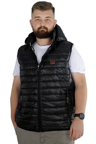 ModeXL Mode XL Büyük Beden Yelek Kapitone Kapşonlu 22600 Siyah