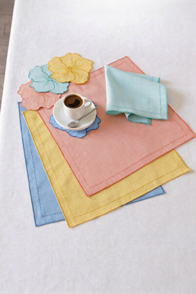 caka home design منديل كوكتيل مكون من 4 قطع مزين بالزهور (ألوان متنوعة)