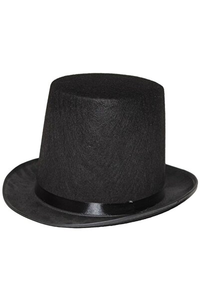 Pandoli Partidolu Halloween Keçe Kumaş Siyah Renk Melon Sihirbaz Şapkası Şeri...