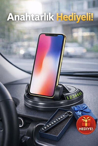 Ventoze Numaratörlü Araç İçi Telefon Tutucu | 360 Derece Döner Torpido Üstü T...