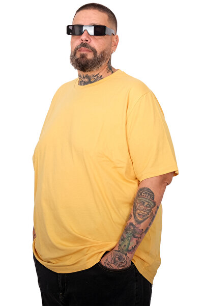 ModeXL Mode XL Büyük Beden Unisex Bisiklet Basic Tshirt 20031 hardal