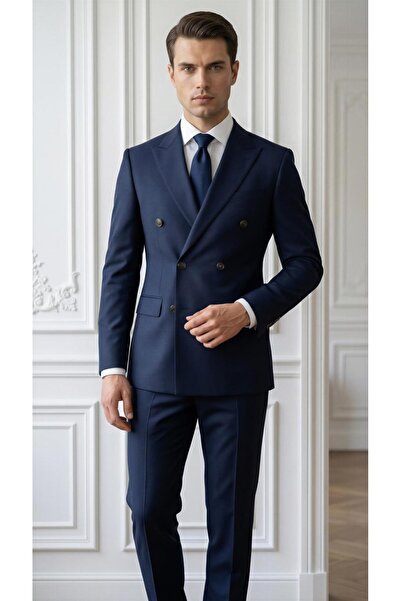 THE ROBUS Men's Lycra Double Breasted Suit
