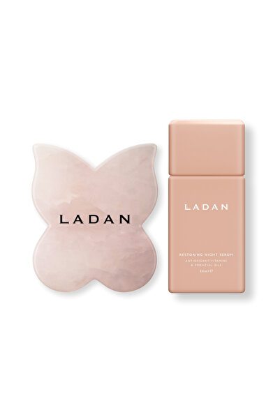 LADAN Midnight Glow Duo - Pembe %100 Doğal Kuvars Kelebek Gua Sha & Yenileyic...