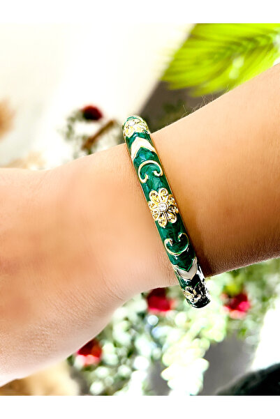 ACAR TAKI Special Series Green Enamel, Flower Patterned Clamp Acr8709