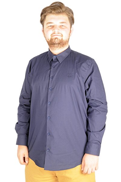 ModeXL Mode XL Великий розмір Чоловіча класична сорочка з еластаном 20351 Синя