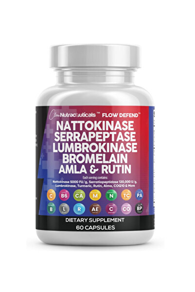 Clean Nutraceuticals Nattokinase 4000 FU Serrapeptase 120000 SPU Lumbrokinase...