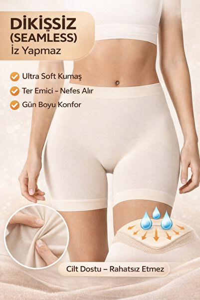 Meyzz Kadın Ten Seamless İz Yapmaz Ultra Rahat Toparlayıcı Ter Emici Uzun Şor...