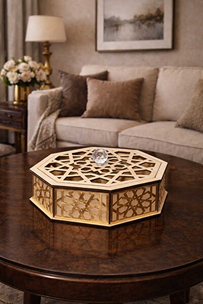 LAZORİAE Hexagonal Model Wooden Catering Plate