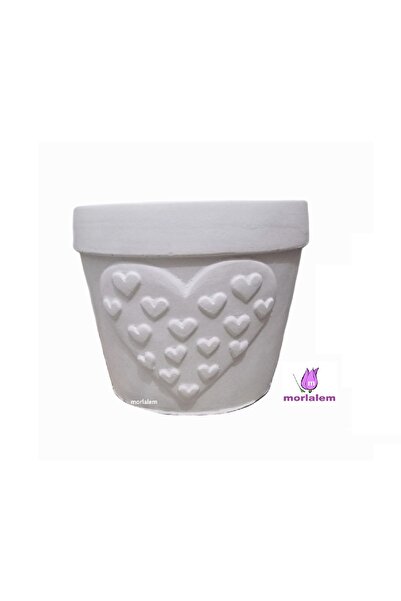 morlalem m 10.5cm Heart Embossed Flowerpot Silicone Mold K-1277B, Stone Powde...