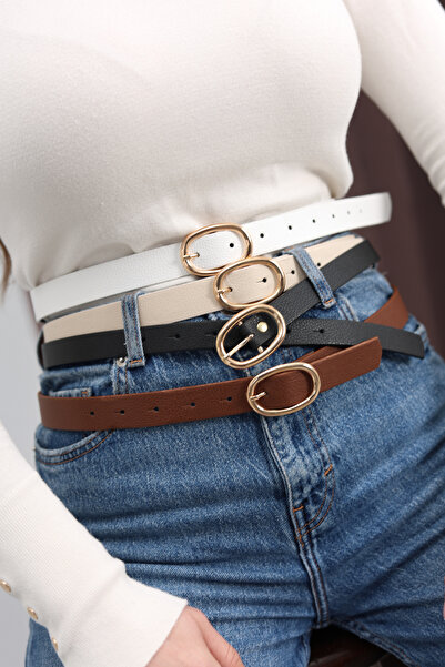 arlıva moda 4'lü Fırsat Ürünü Oval Tokalı Kadın Pantolon Kemeri, Ceket Kemeri...