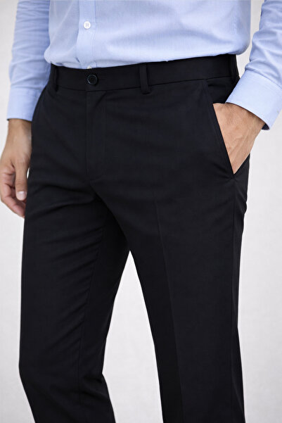 Varetta Erkek Siyah Büyük Beden Keten Klasik Armüllü Pantolon