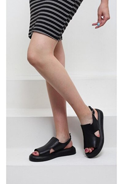 37Numara Mărime mare - Sandale de damă din piele neagră 41-42-43-44