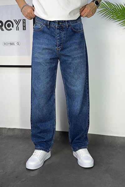 Men's Baggy Pants Wide Leg Pants Blue Jean Wide Pants