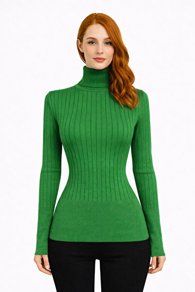 Neden Tekstil Turtleneck Ribbed Long Sleeve Knit Sweater