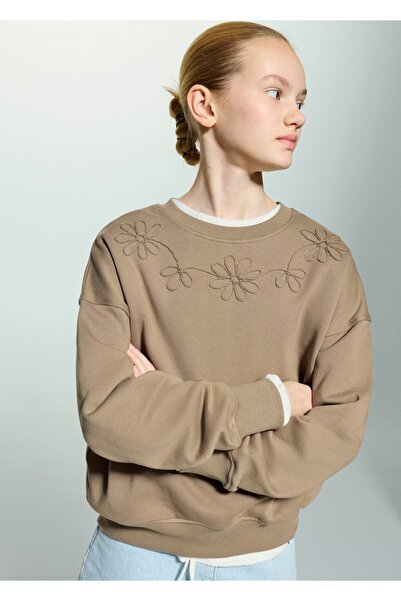 MANGO Kids İşleme detaylı pamuklu sweatshirt