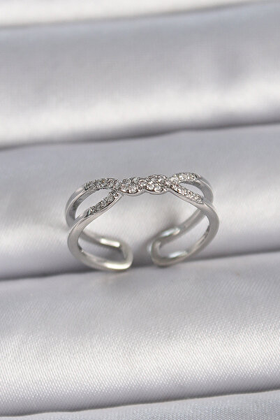 Skygo Brass Silver Color Adjustable Zircon Stone Coiled Model Women's Ring - ...