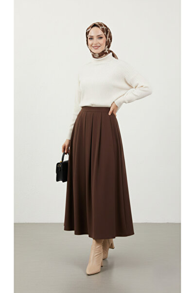 MAİMODA تنورة ماكسي مطوية محتشمة/تنورة ماكسي مطوية أنيقة