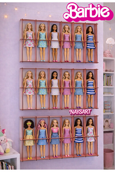 Barbie Temalı, Duvar rafı veya masa üstü sergileme standı, 12 Bebek kapasitel...