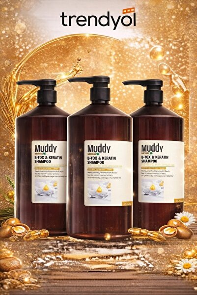 Muddy B-TOX KERATIN REPAIRING HAIR SHAMPOO - 1000ml x 3