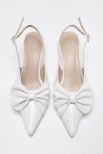 Entella Store Lorea Women's White Patent Leather Bow Detailed Women's Heeled ...