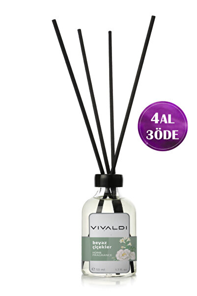 Vivaldi Home Beyaz Çiçekler Çubuklu Oda Kokusu 50 ml, Ferah ve Zarif Çiçeksi ...