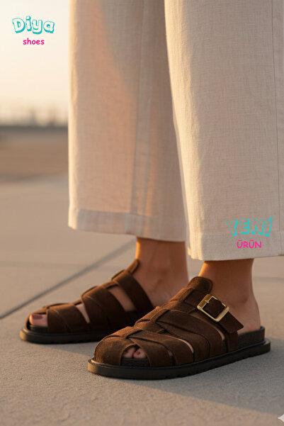 diya shoes Gvanta Kadın terlik kafes model günlük Metal Aksesuar Yumuşak iç t...