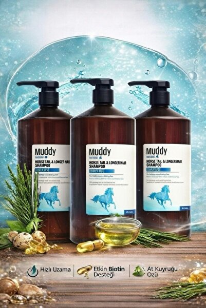 Muddy HORSE TAIL ŞAMPUAN DÖKÜLME KARŞITI VE HIZLI UZAMAYA YARDIMCI 1000 ml x 3