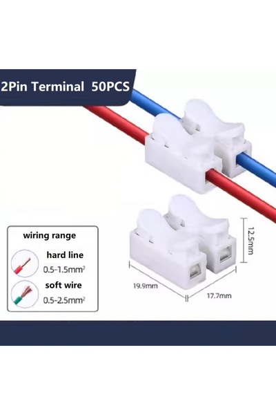 Choice 50 قطعة موصلات أسلاك سريعة ثنائية الأطراف، 1P و2P، لا حاجة للحام، أطرا...