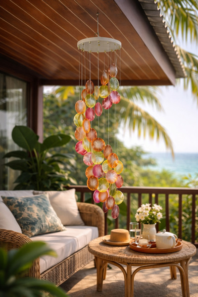 Larenya Sedefli Spiral Rüzgar Çanı & Balkon Bahçe Tavan Süsü