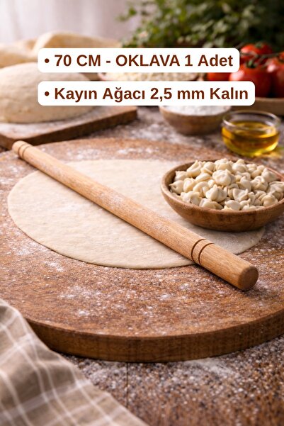 Şimdibeğen Ahşap Hamur Oklavası 70 cm KALIN OKLAVA