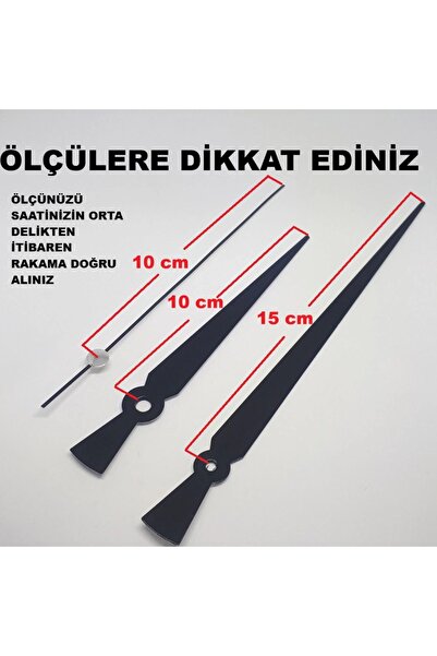 Aypaş Duvar Saat Mekanizması Için Uzun Akrep Yelkovan Seti - Siyah