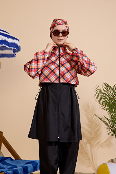 GAVLİA Women's Hijab Swimsuit 4-Piece Set - Full Coverage with Zipper..