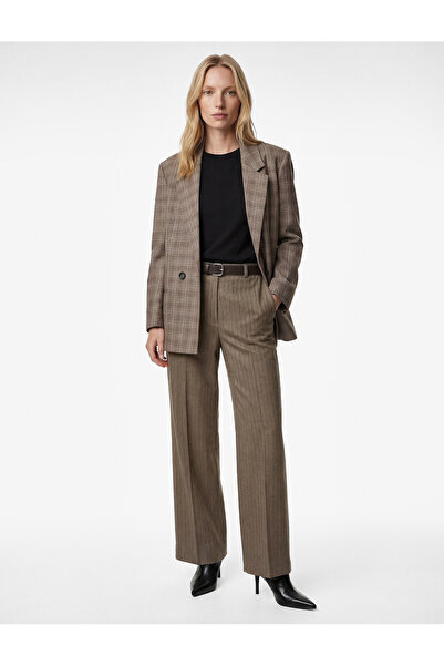 Koton Pantaloni de iarnă din țesătură flanel, cu buzunare și curea, cu picioa...