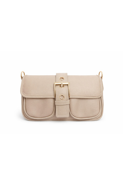 ZERVA QUEEN Leather-Look Women's Shoulder Bag with Buckle Detail
