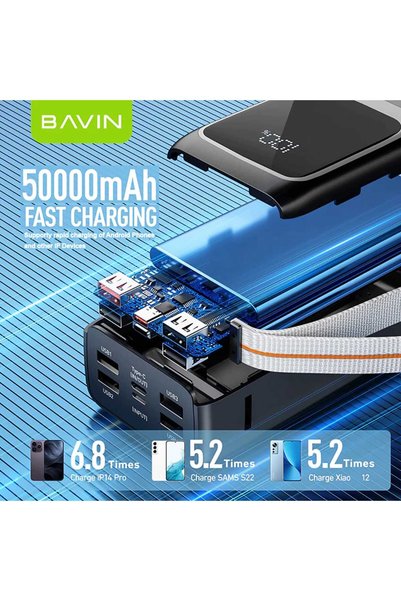 Bavin 50000mAh Power Bank, Large Battery Capacity, Multiple Inputs and Outputs, Built-in LED Flashlight
