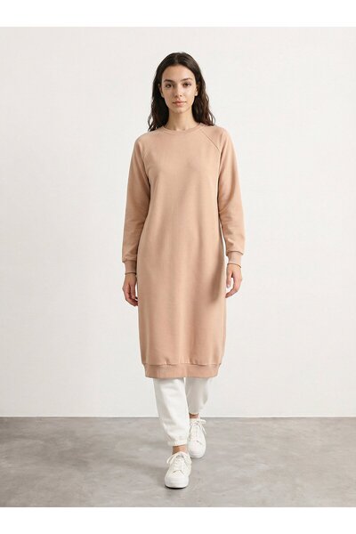 Benin Дългоръкава блуза с велосипедна яка - тъмно кремаво -