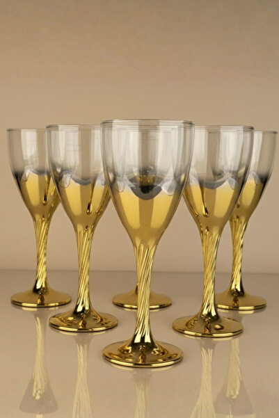 rova tr Zümra Series 6-Piece Glass Titanium Coated Luxury Modern Goblet Set -...