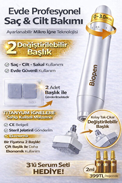 DeepSurge Biopen Değiştirilebilir Başlıklı Ayarlanabilir Titanyum İğneli 0.25...