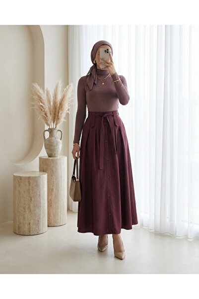 Modamorfo تنورة باراشوت بأزرار أمامية وأربطة - لون برقوق