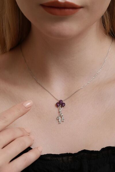 Madam&Matmazel Sevgililer Günü Hediyesi 925 Ayar Gümüş Balonlu Kız Kadın Koly...