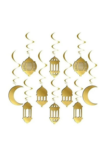 KBK MARKET زينة سقف ثلاثية الأبعاد ترحيب رمضان عيد ميلاد سعيد ذهبي 10 قطع