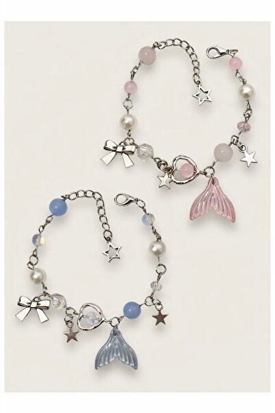 sleyshop Çift Arkadaşlık Bilekliği Deniz Kızı Kuyruğu Coquette Fiyonk Inci Bo...