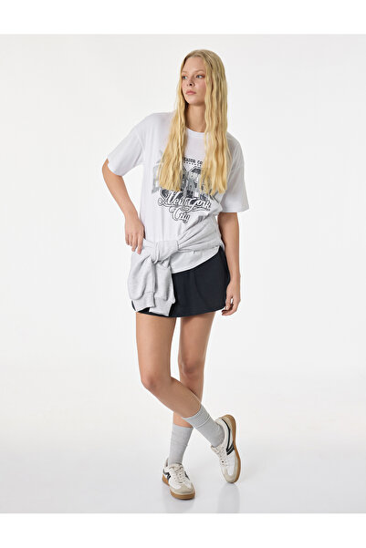 Koton Tricou oversize cu mânecă scurtă, cu decolteu, din bumbac