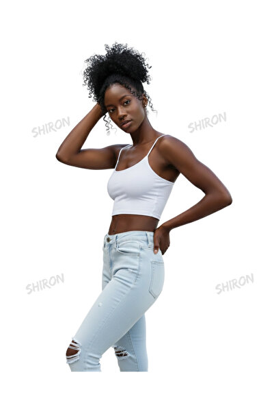 Shiron Sportswear&Company Dámský bílý crop top s provázkovými ramínky, 95% ba...